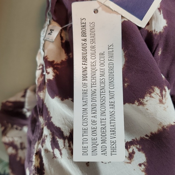 Young Fabulous & Broke Plum and Cream Faux Wrap Dress Size M NWT - Picture 11 of 14